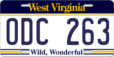 WV license plate ODC263