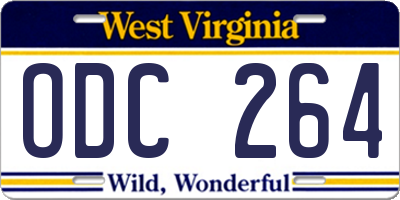 WV license plate ODC264