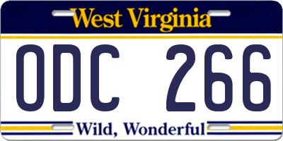 WV license plate ODC266