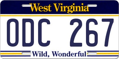 WV license plate ODC267