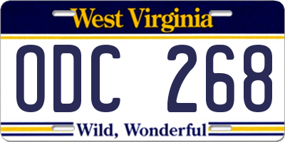 WV license plate ODC268