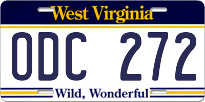WV license plate ODC272