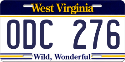 WV license plate ODC276