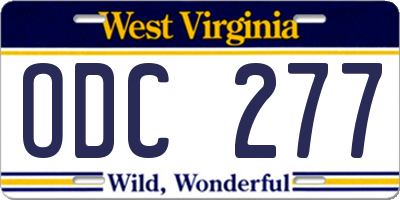 WV license plate ODC277