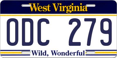 WV license plate ODC279