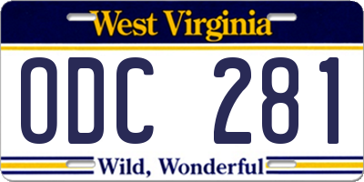 WV license plate ODC281