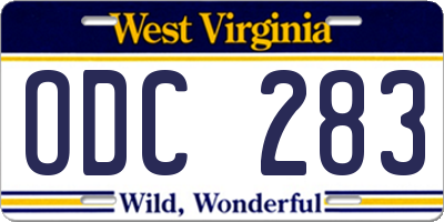 WV license plate ODC283