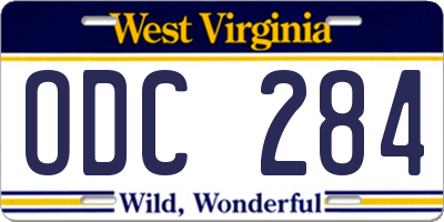 WV license plate ODC284