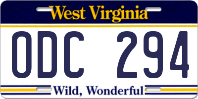 WV license plate ODC294