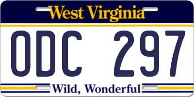WV license plate ODC297