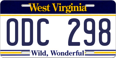 WV license plate ODC298
