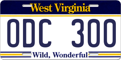 WV license plate ODC300