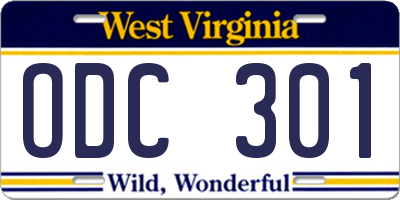 WV license plate ODC301