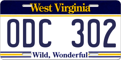 WV license plate ODC302