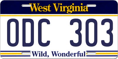WV license plate ODC303