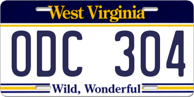 WV license plate ODC304