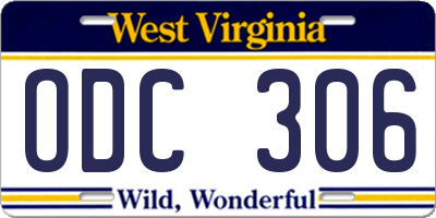 WV license plate ODC306
