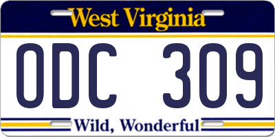 WV license plate ODC309