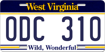 WV license plate ODC310
