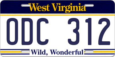 WV license plate ODC312