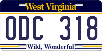 WV license plate ODC318