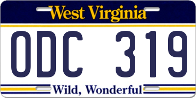 WV license plate ODC319