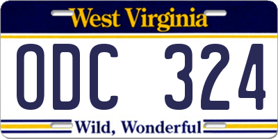 WV license plate ODC324