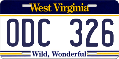WV license plate ODC326