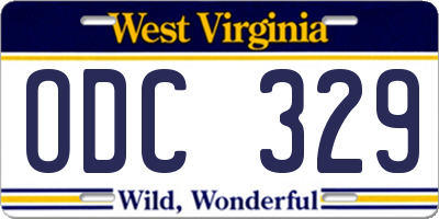 WV license plate ODC329