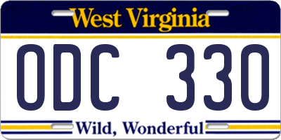 WV license plate ODC330