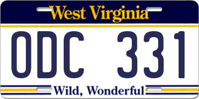 WV license plate ODC331