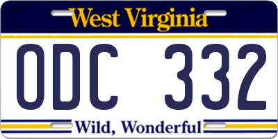 WV license plate ODC332