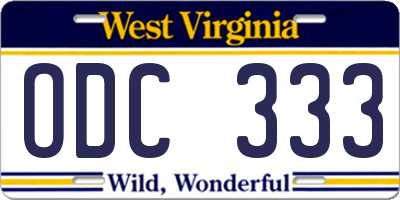 WV license plate ODC333