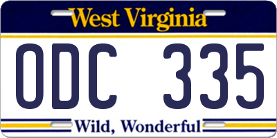 WV license plate ODC335