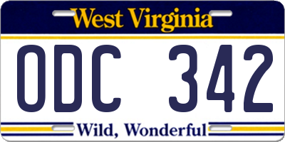 WV license plate ODC342