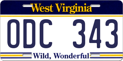WV license plate ODC343