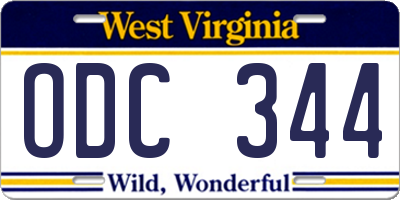 WV license plate ODC344