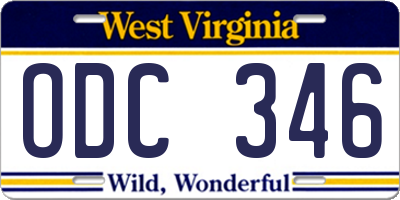 WV license plate ODC346