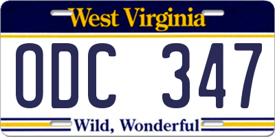 WV license plate ODC347