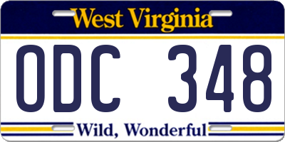WV license plate ODC348