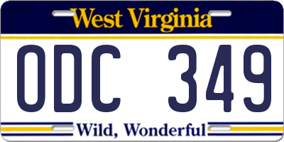 WV license plate ODC349