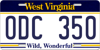 WV license plate ODC350
