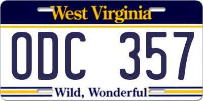 WV license plate ODC357