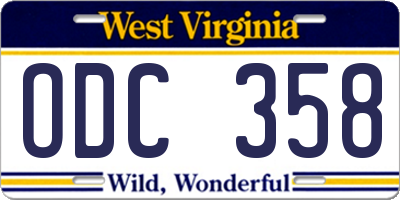 WV license plate ODC358