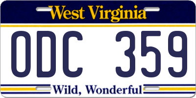 WV license plate ODC359
