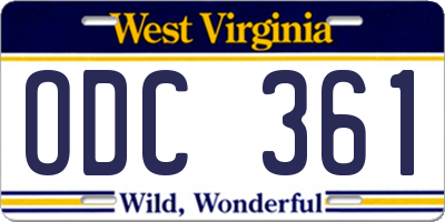 WV license plate ODC361