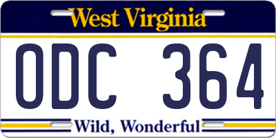 WV license plate ODC364