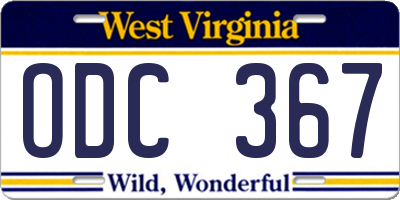 WV license plate ODC367