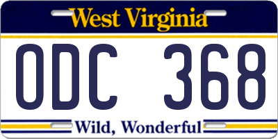 WV license plate ODC368