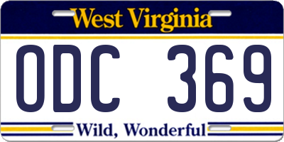 WV license plate ODC369